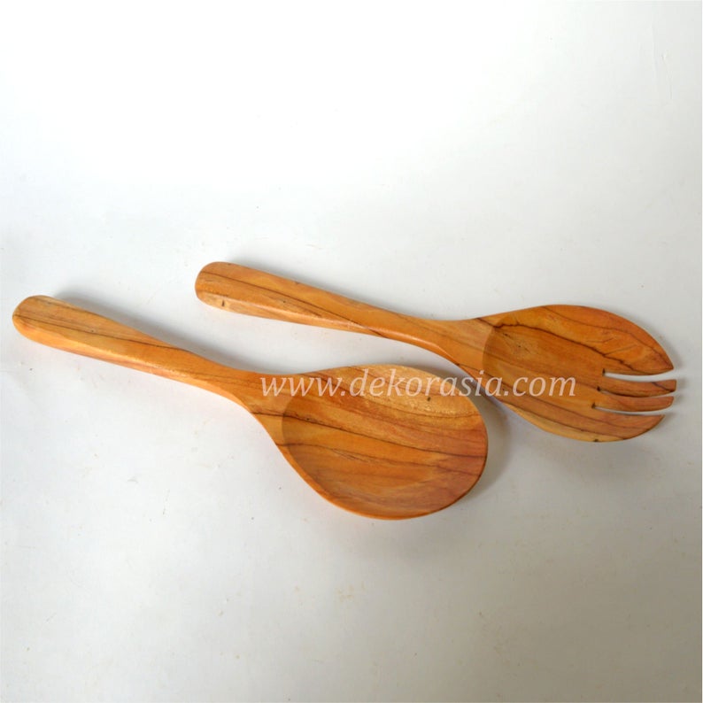Teak Wooden Spoon and Fork - W Type - Length 12.2 | Kitchenware
